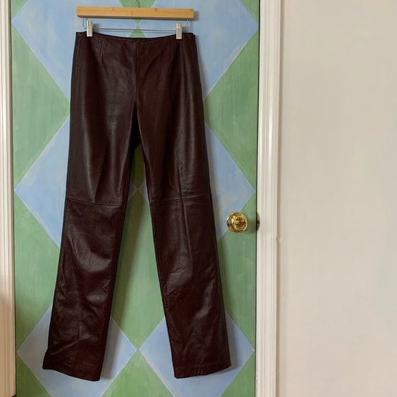Moda International Pants - MODA International Burgundy Leather Pants 6